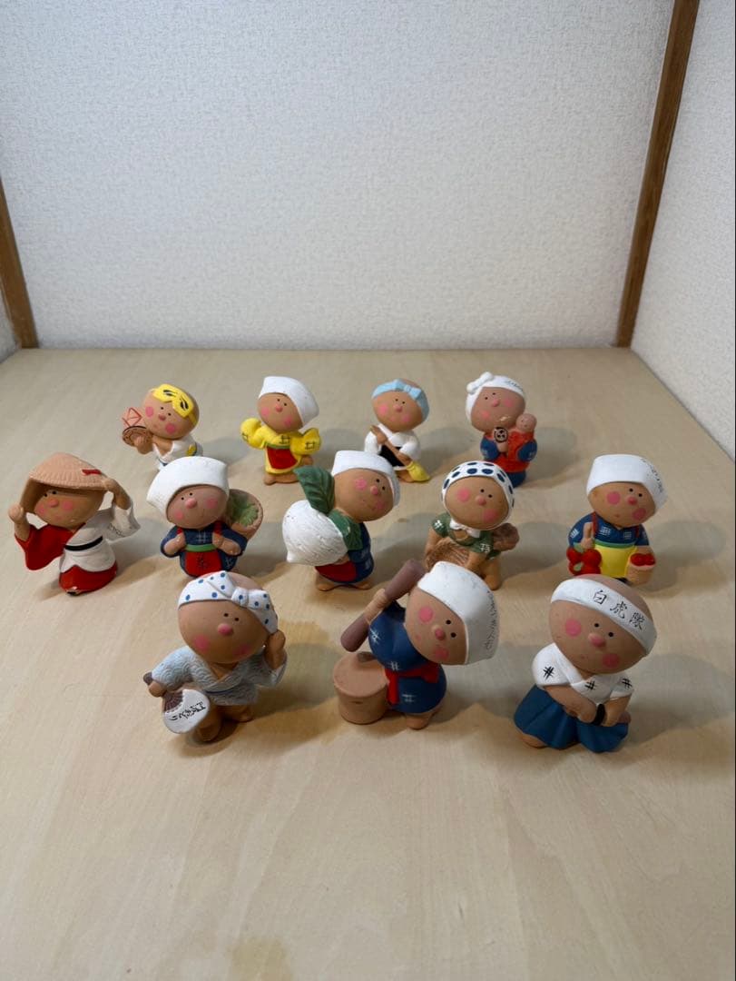 陶器製農作業人形 12体セット　素焼き人形