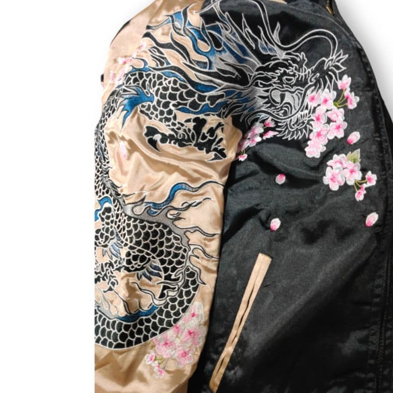 ROGUE＝ならず者 スカジャン 和柄 桜 龍 竜 ドラゴン 刺繍 スーベニア