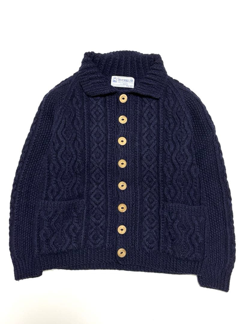 INVERALLAN for SHIPS 3A アラン カーディガン 青タグ