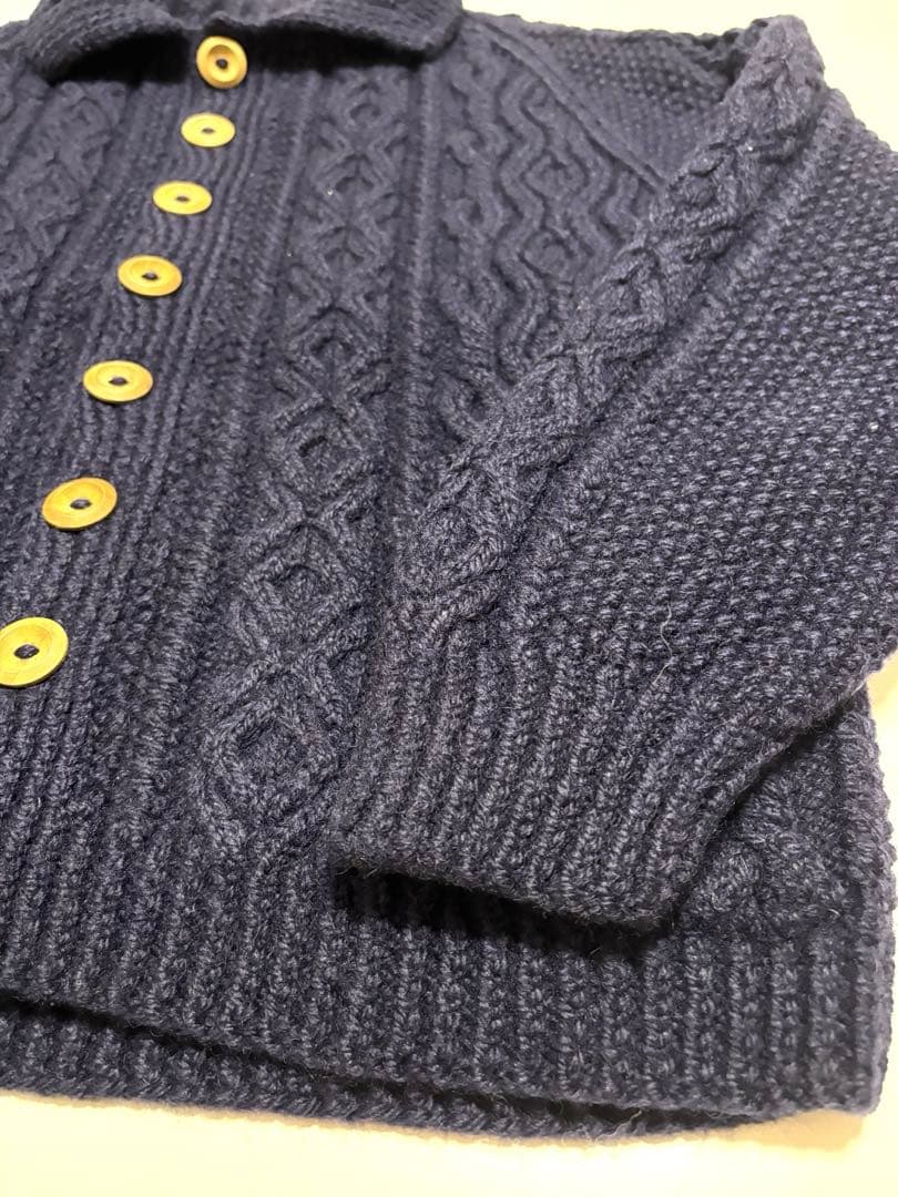 INVERALLAN for SHIPS 3A アラン カーディガン 青タグ