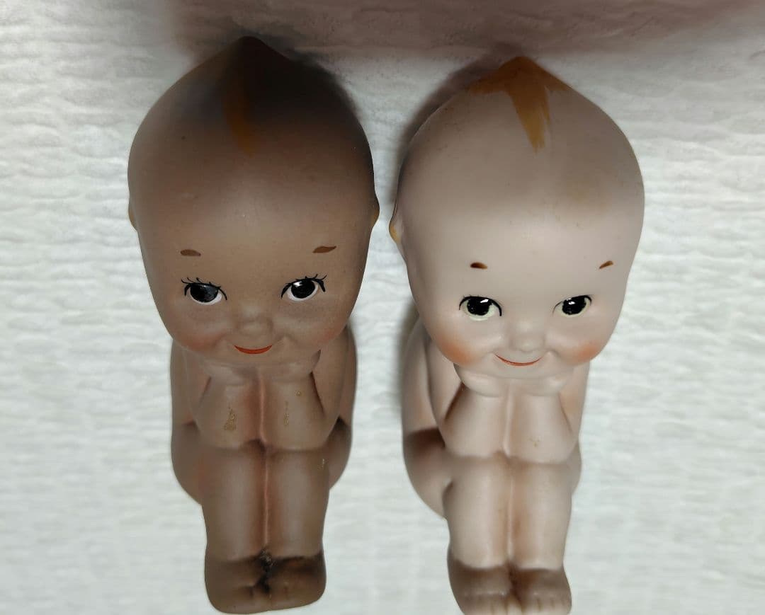 キューピー　白・茶色　瀬戸物 陶器