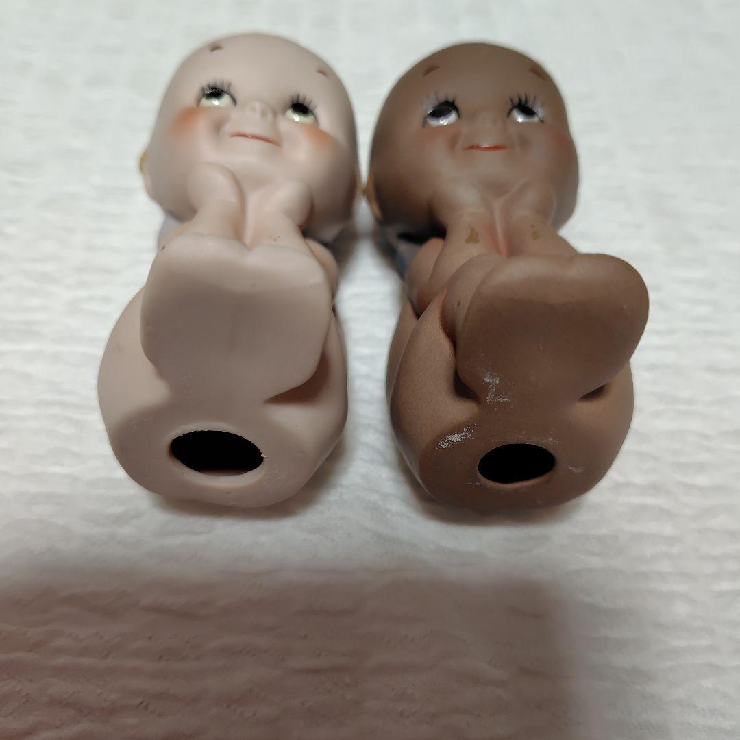 キューピー　白・茶色　瀬戸物 陶器