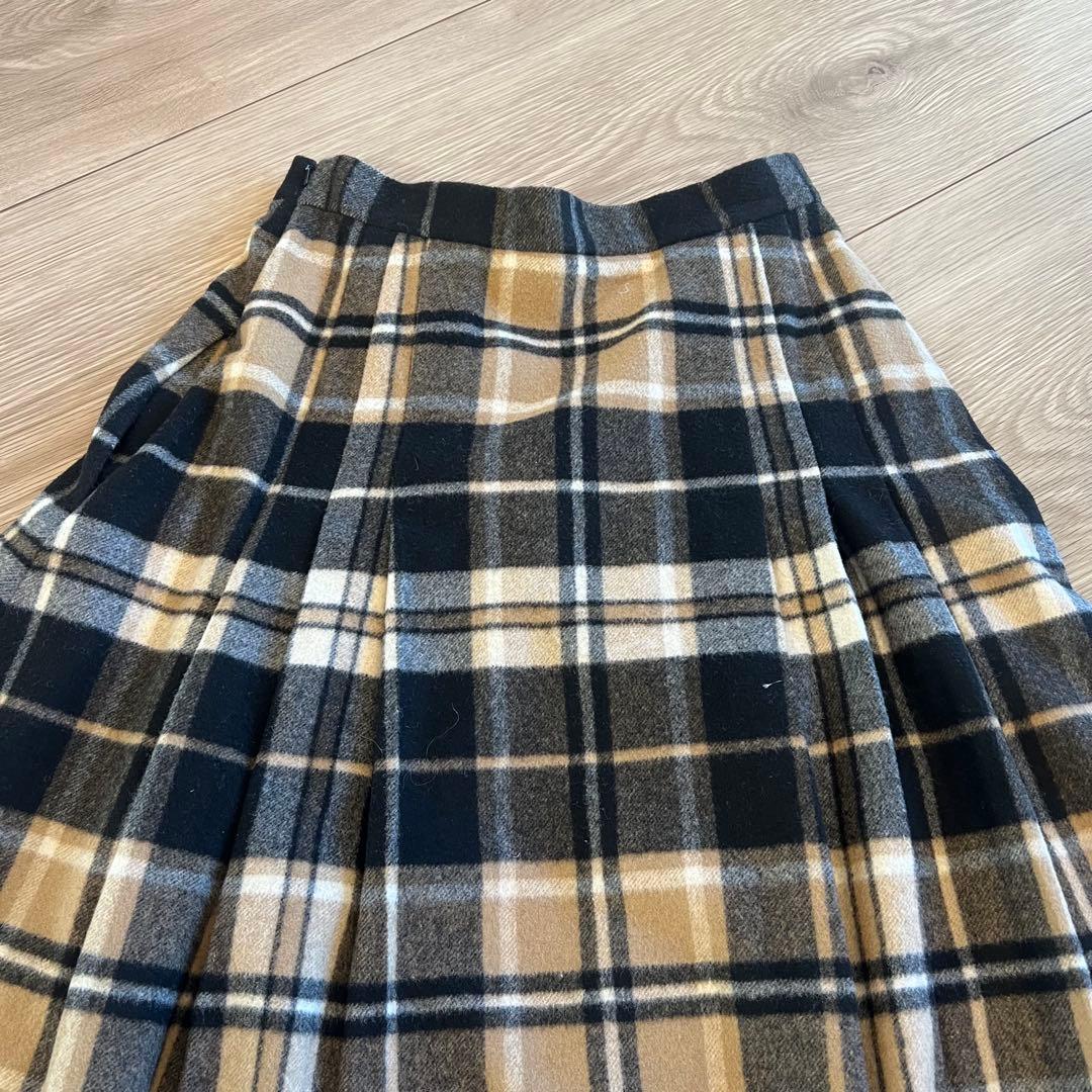 希少サイズ　マックスマーラ　XL ロングスカート　フレア　チェック　ベージュ　黒