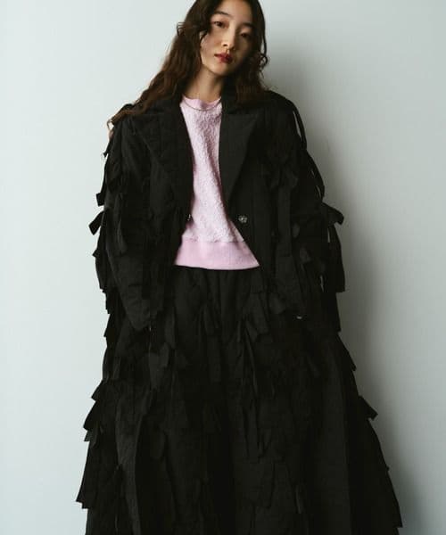 perna リボンキルティングコート　ブラック　L