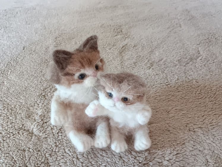 羊毛フェルト猫 【親子猫】