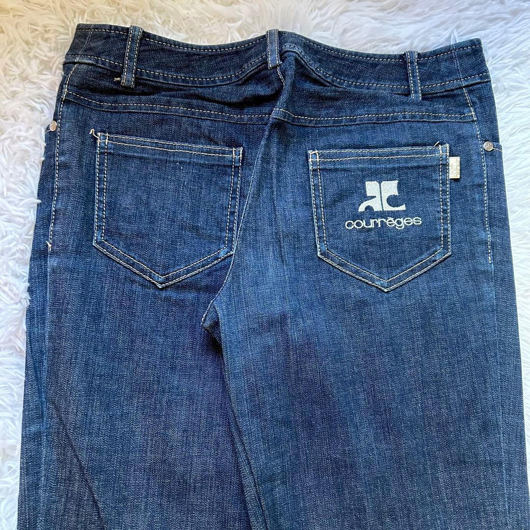 vintage courreges denim pants バックロゴ　希少