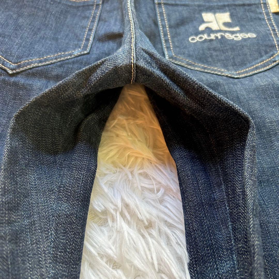 vintage courreges denim pants バックロゴ　希少