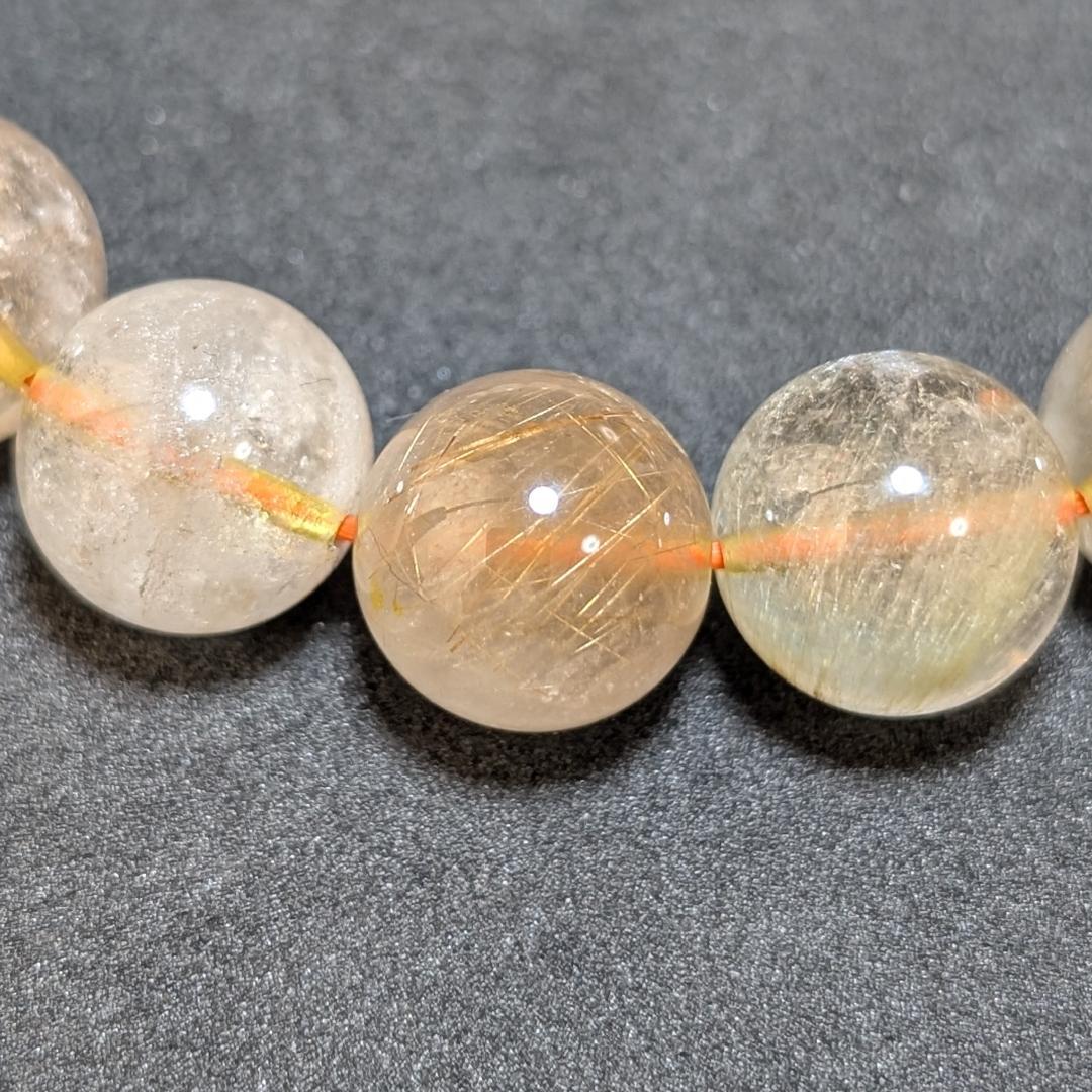 透明感重視 ゴールドルチルクォーツ ブレスレット 12ミリ 金針水晶 最強天然石