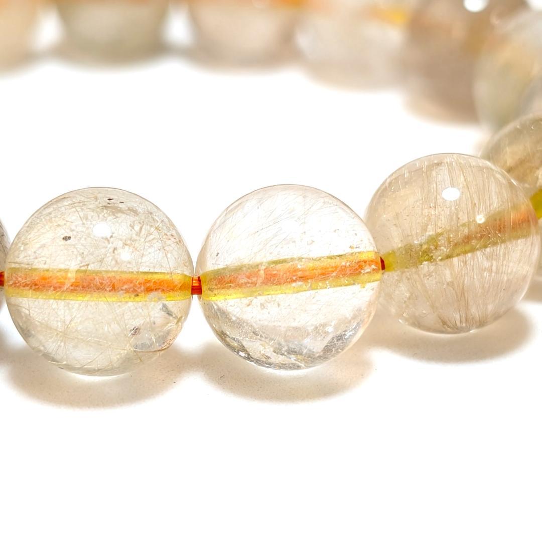 透明感重視 ゴールドルチルクォーツ ブレスレット 12ミリ 金針水晶 最強天然石