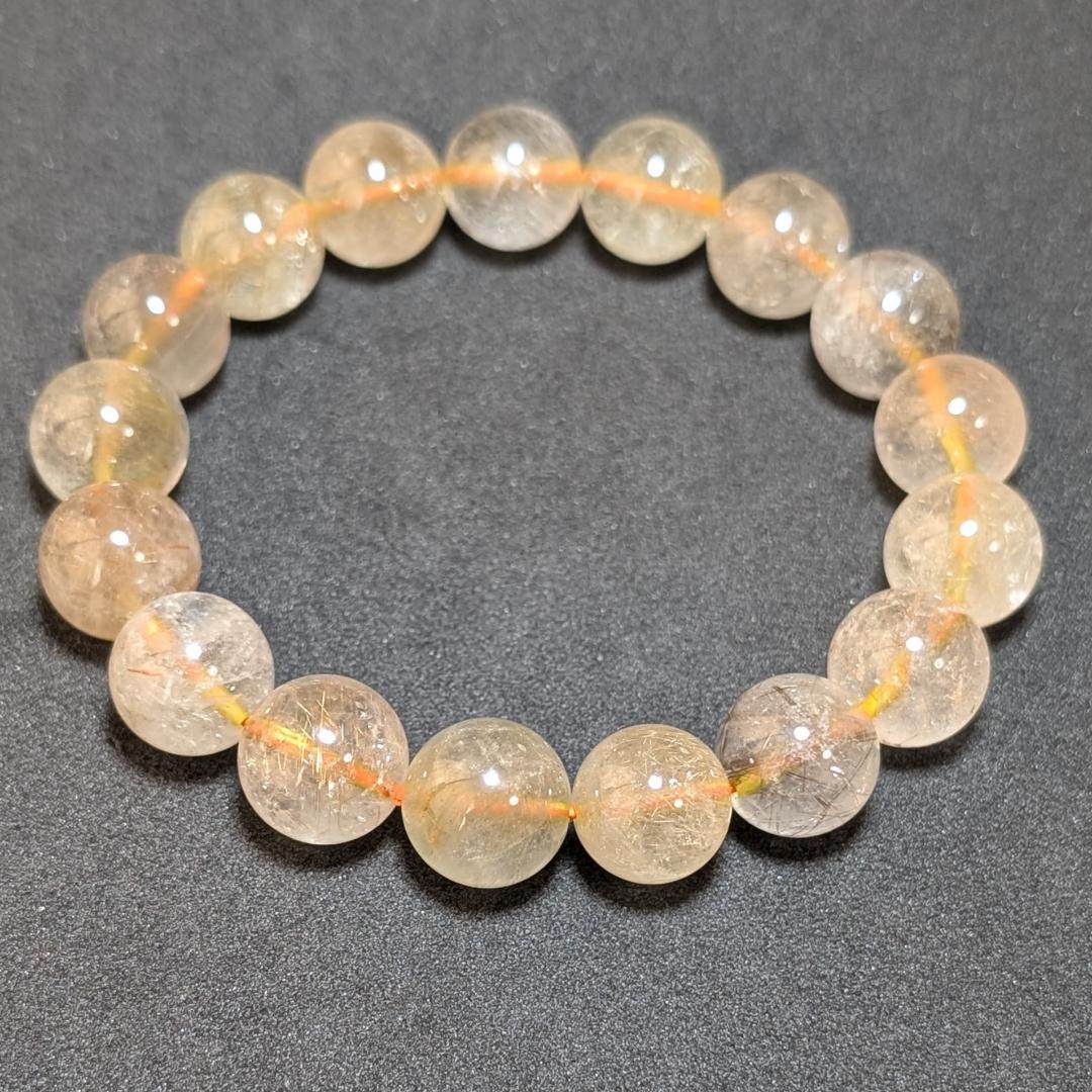 透明感重視 ゴールドルチルクォーツ ブレスレット 12ミリ 金針水晶 最強天然石