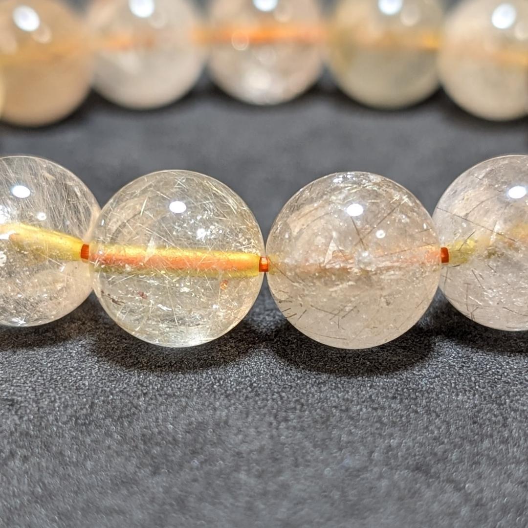透明感重視 ゴールドルチルクォーツ ブレスレット 12ミリ 金針水晶 最強天然石