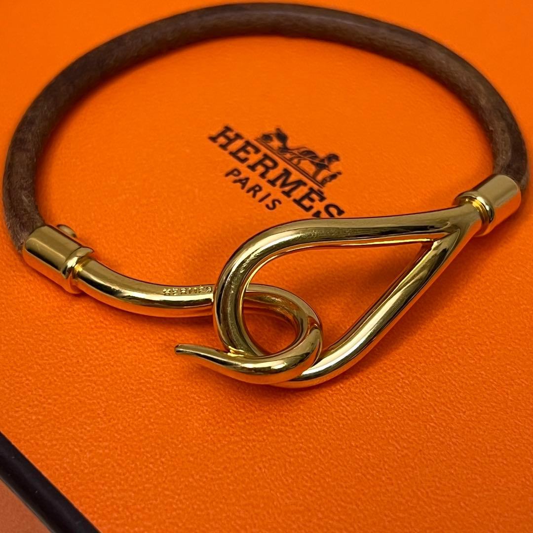エルメス ジャンボ ゴールド ブラウン ブレスレット レザー アクセサリー