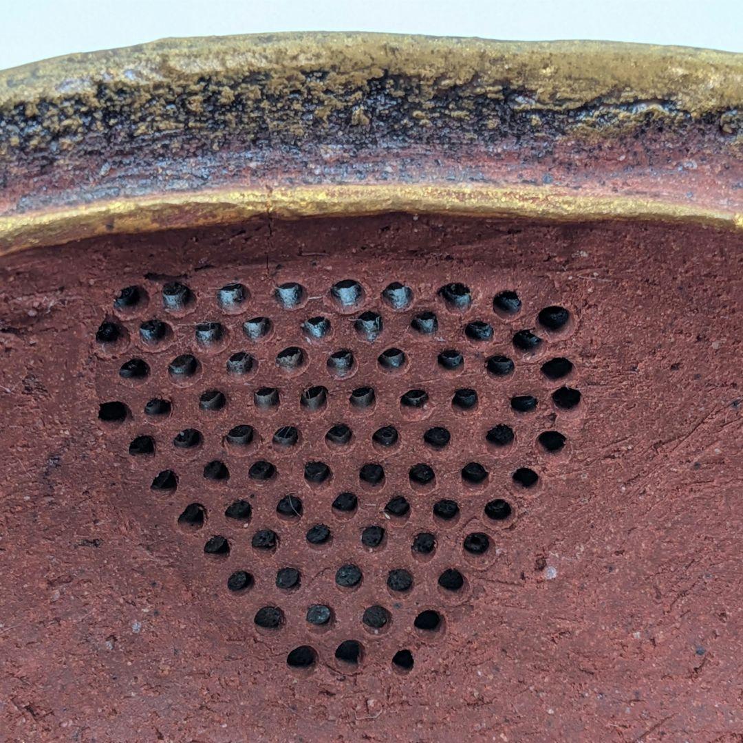 鈴木篤夫 備前焼 金彩備前桃摘宝瓶 四方桟共箱共布栞 手造り宝瓶 煎茶道具 モモ