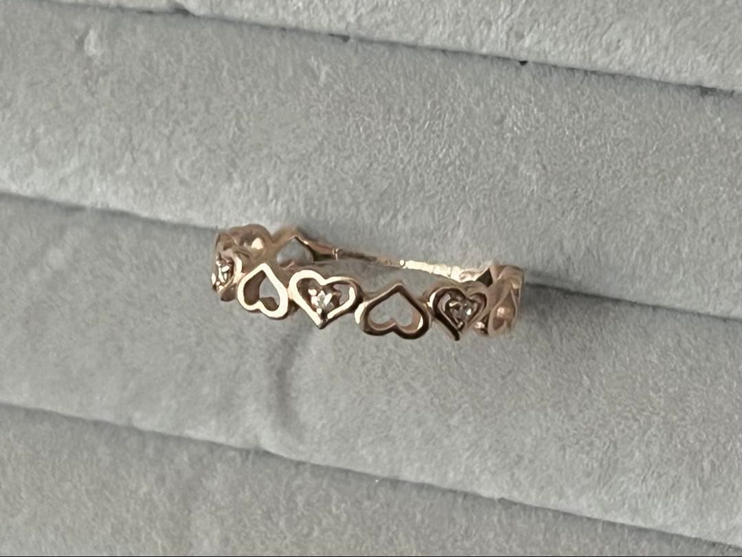 最終k10PGダイヤモンドハート透かしリング