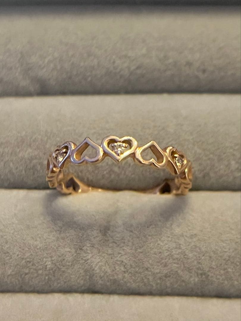 最終k10PGダイヤモンドハート透かしリング
