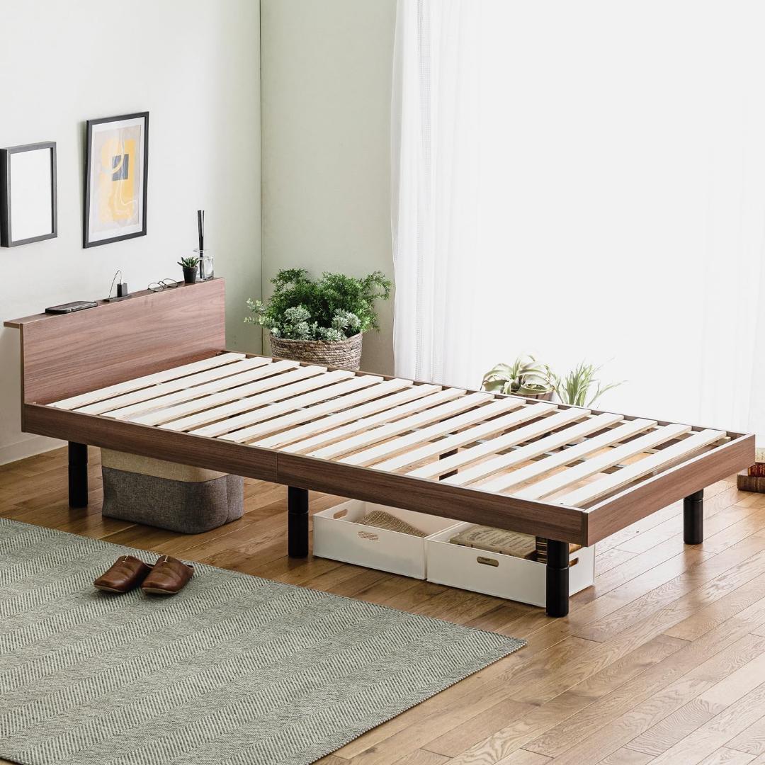 Major In Life 宮棚付きベッドフレーム セミダブル ブラウン