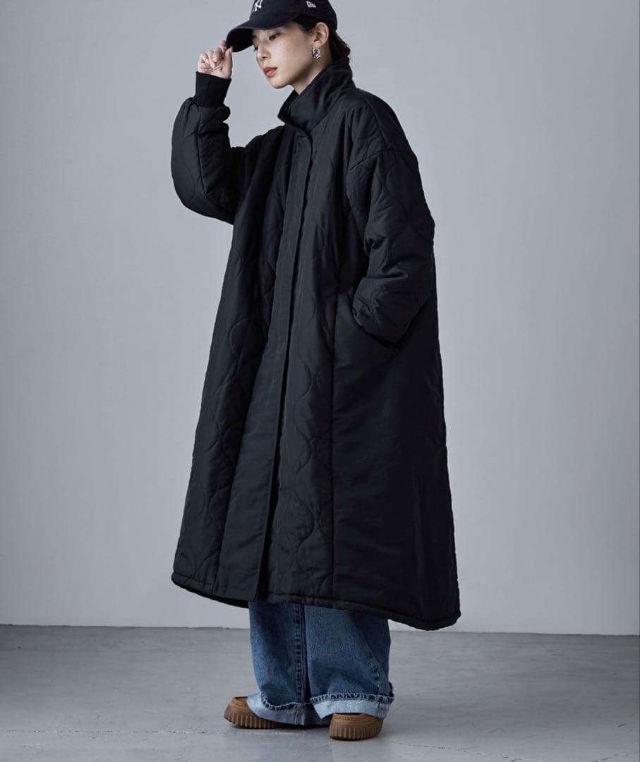 etoll. キルティング切替オフラインロングコート