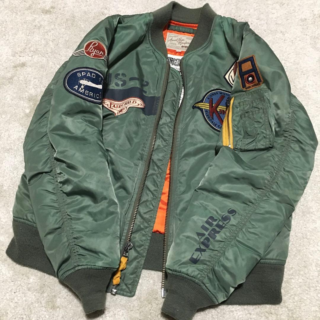 avirex ♫ MA-1 ワッペン XL カーキ フライトジャケット