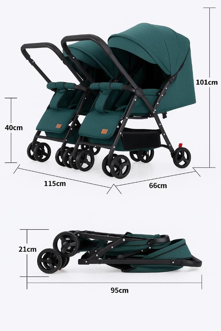 ✨新品✨ 分離型2人乗りベビーカー 横並びタイプ 折りたたみ可 ワイドシート設計