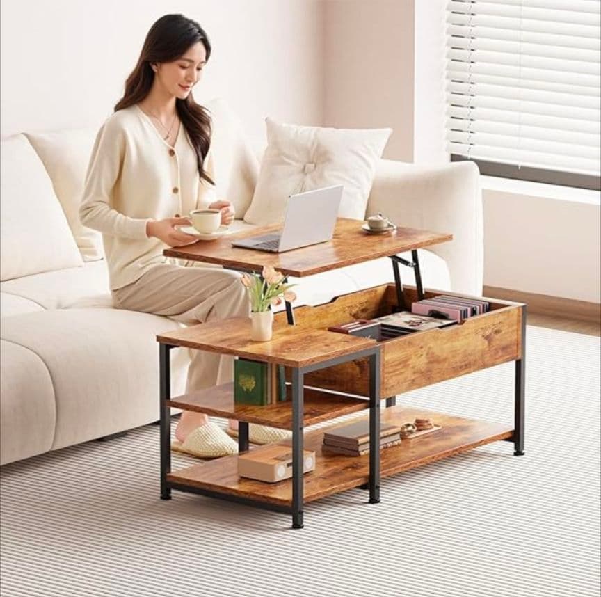 昇降式センターテーブル 収納付き　ビンテージ