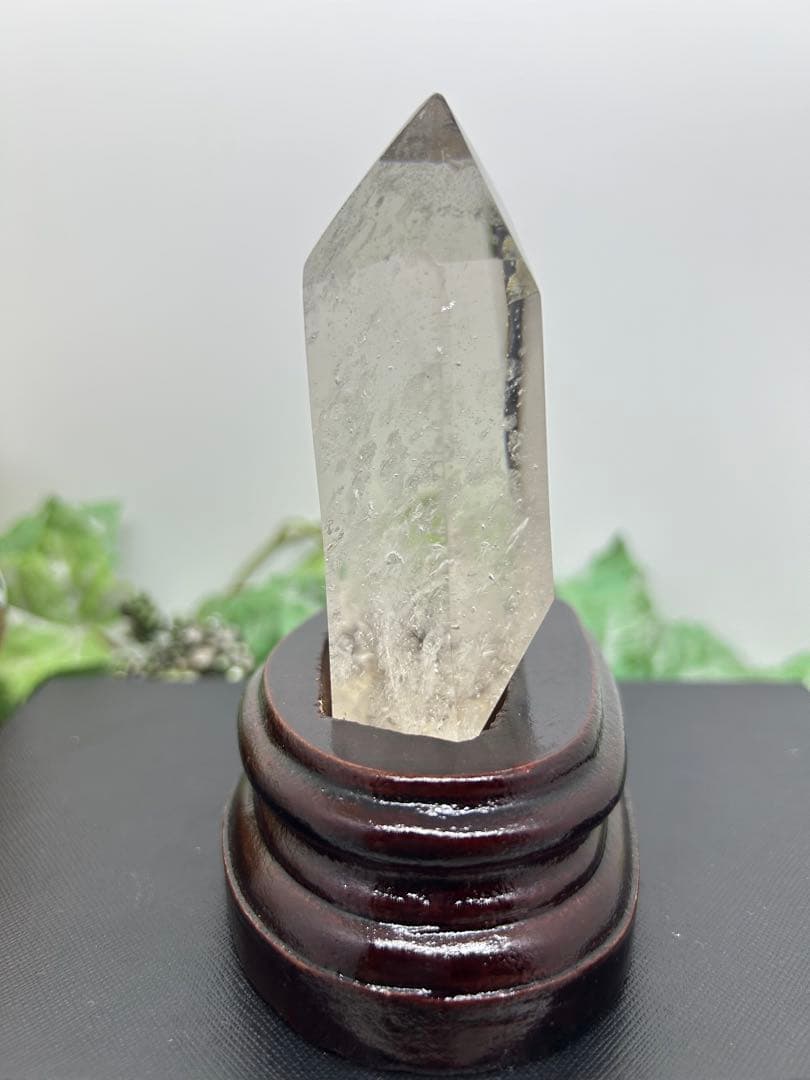 天然石水晶　龍と鳳凰ペアー彫り置物　No.2336