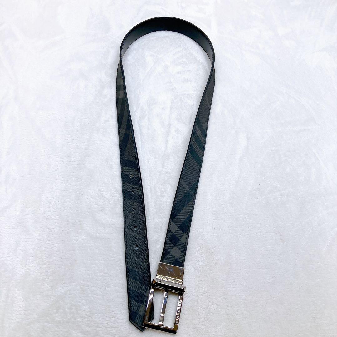 ✨美品✨BURBERRY バーバリー ベルト チェック リバーシブル ロゴ 金具