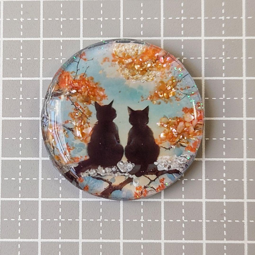 レジン　猫　ヘアゴム　ブローチ　ポニーフック　No.459