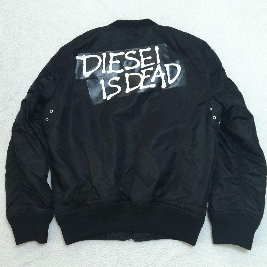 DIESEL ディーゼル ワッペン ビッグ英字プリントMA-1(S)ブラック色