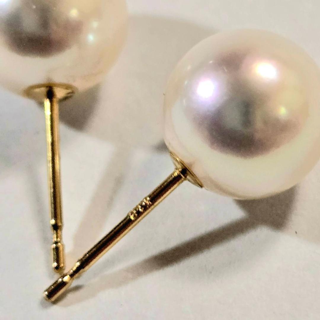 パールピアス 9mm スタッドピアス 18金 ゴールド