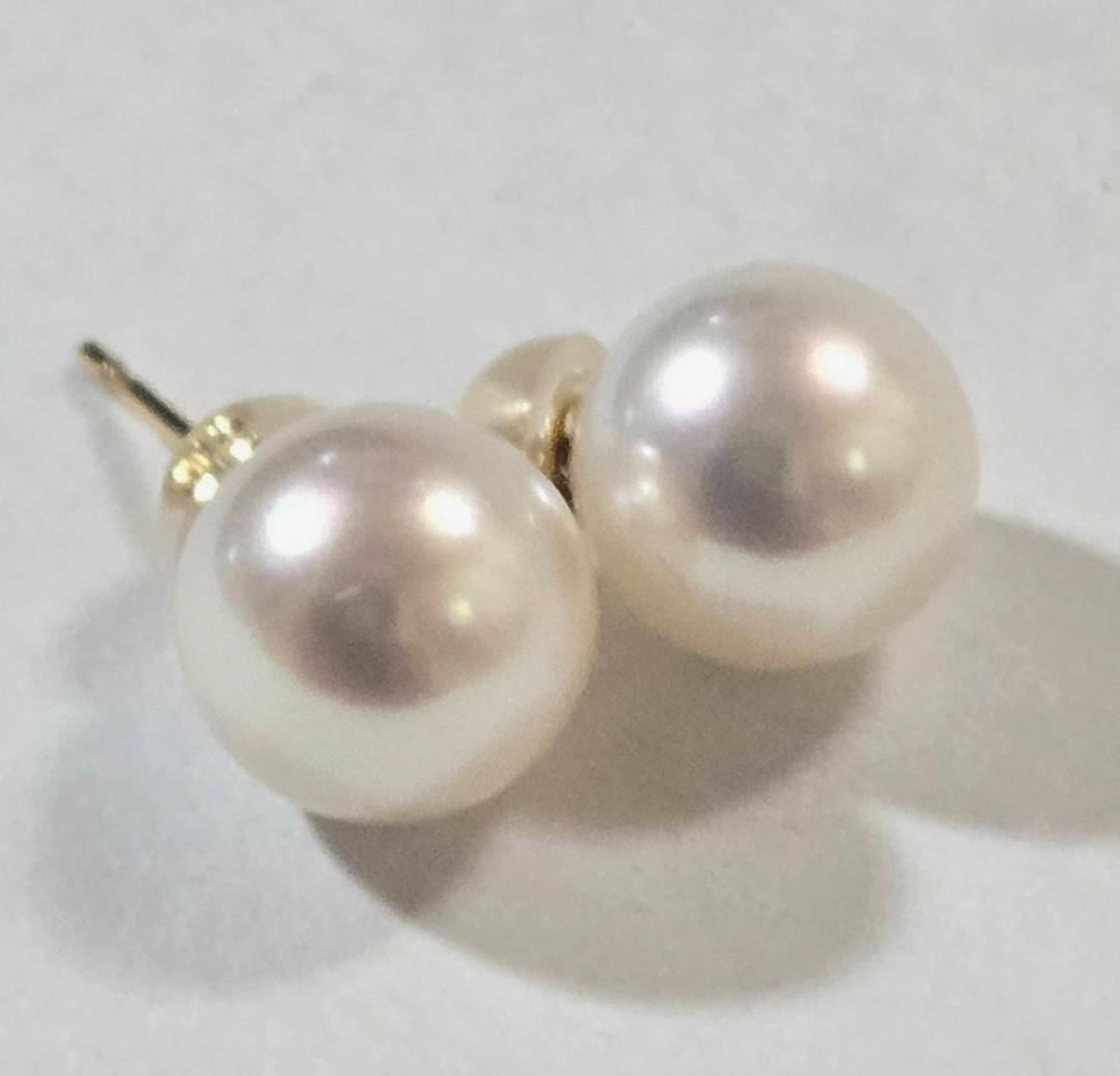 パールピアス 9mm スタッドピアス 18金 ゴールド