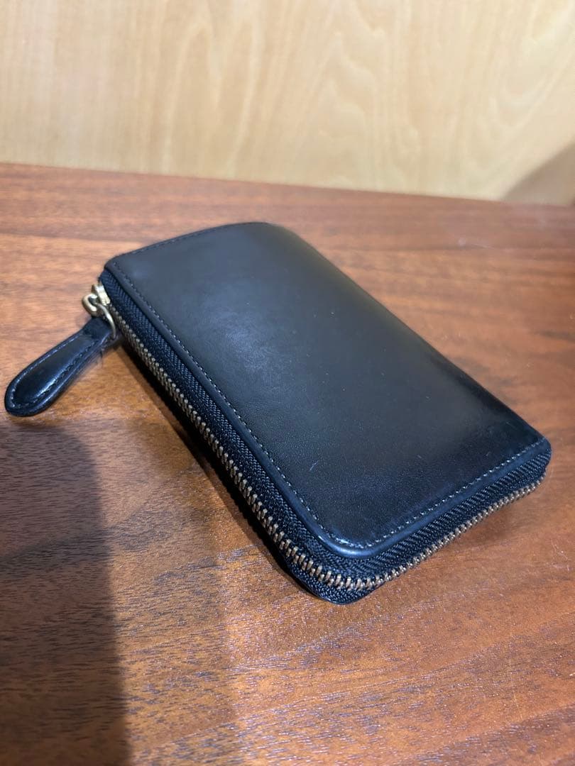 SLOW BEAMSブラック 栃木レザー 二つ折り財布