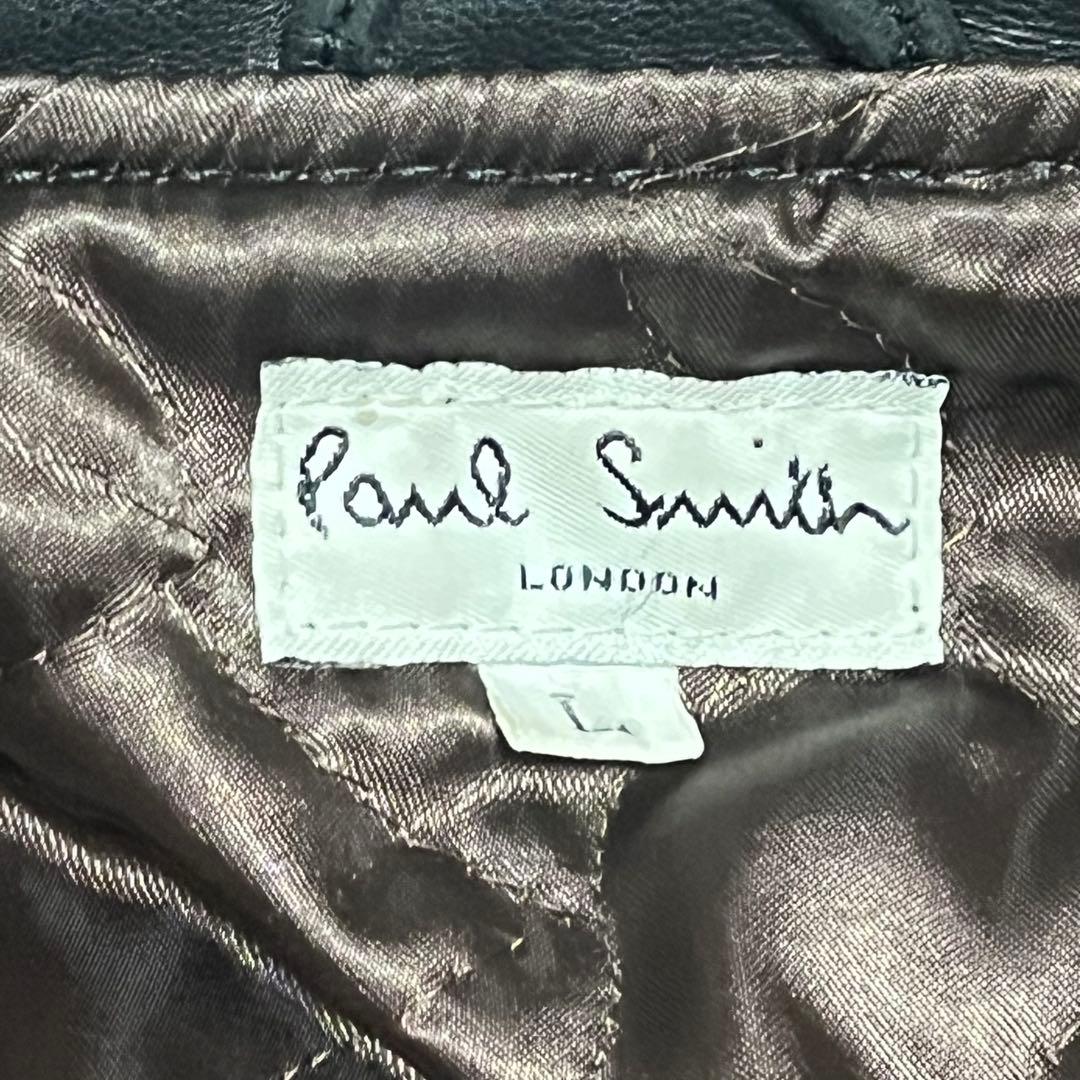 ポールスミス　ラムレザージャケット　羊革　キルティング　中綿　美品　黒　XL