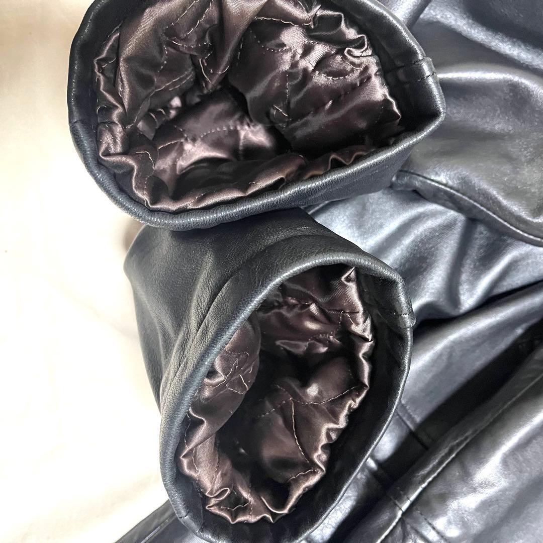 ポールスミス　ラムレザージャケット　羊革　キルティング　中綿　美品　黒　XL