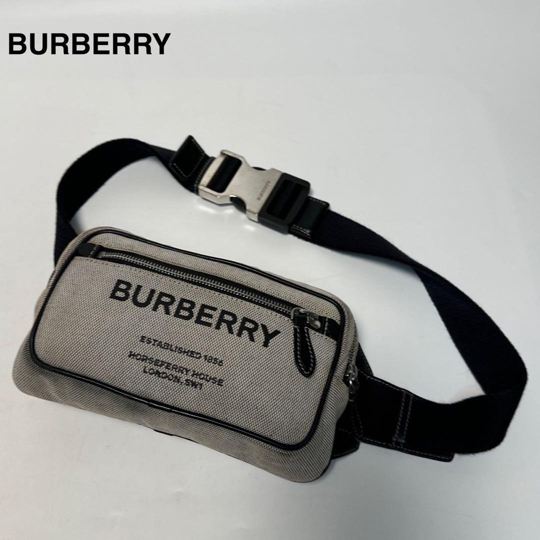 q85 バーバリー　キャンバス　ホースフェリー　ウエストポーチショルダーバッグ.
