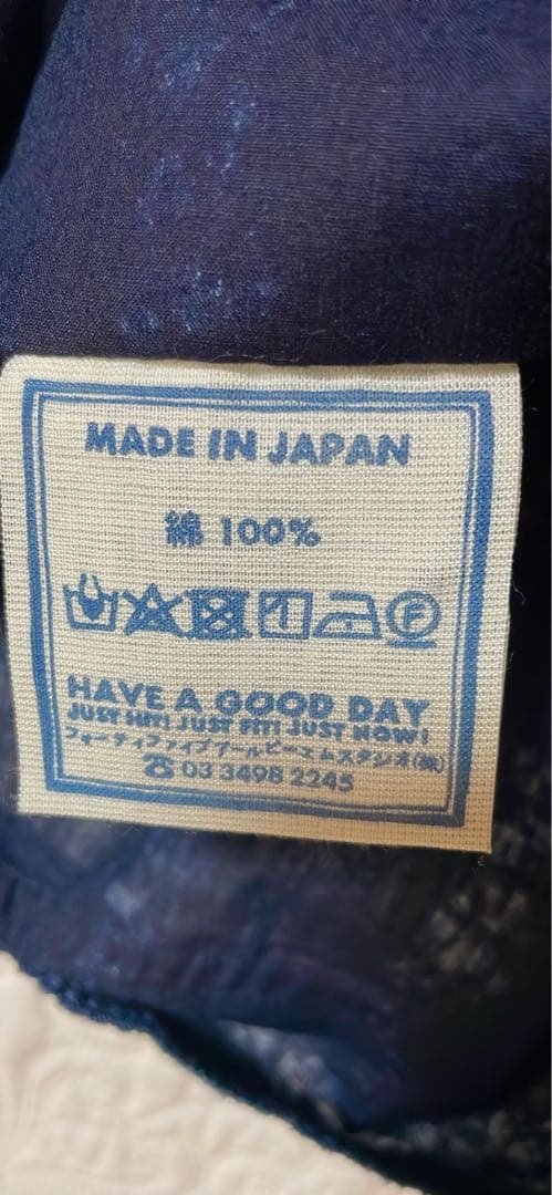 ✴︎お値下げ中✴︎45Rインディゴ花柄ブラウス　袖口裾に丁寧なレース刺繍　体型カバー