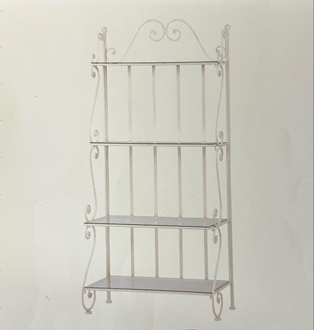 引き取り限定　北欧調　ホワイト　シェルフ　棚　アイアン　強化ガラス