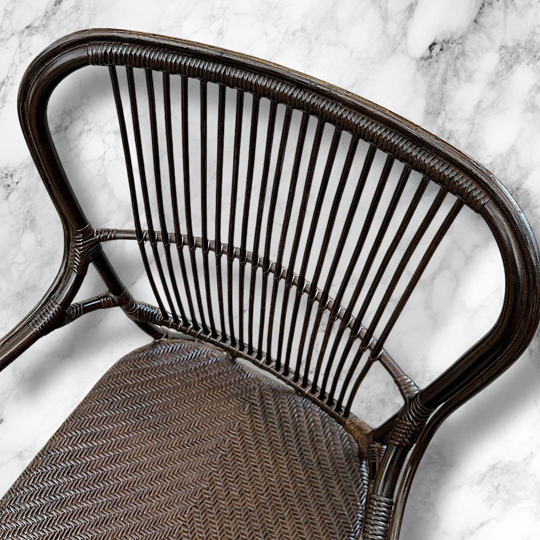 Kazama カザマ ラタンチェア 籐 椅子 アームチェア ダークブラウン