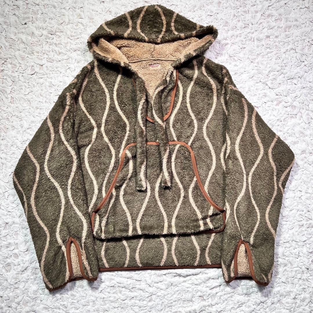 『KAPITAL』　総柄　フリース　パーカー　酔い縞柄　希少　カーキ　【S】