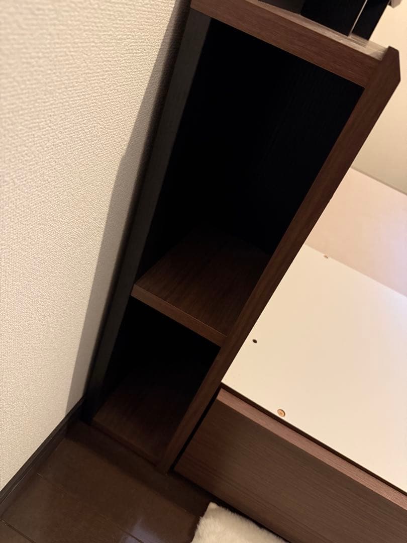 ニトリ　ダブルベッドフレーム ブラウン 収納付き