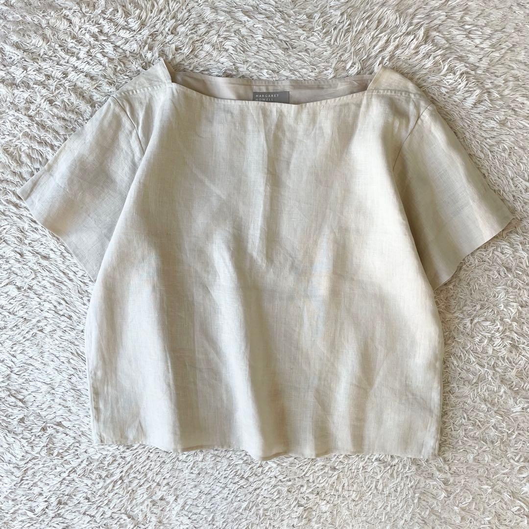 マーガレットハウエル 美品 リネンプルトップス 2 ナチュラル