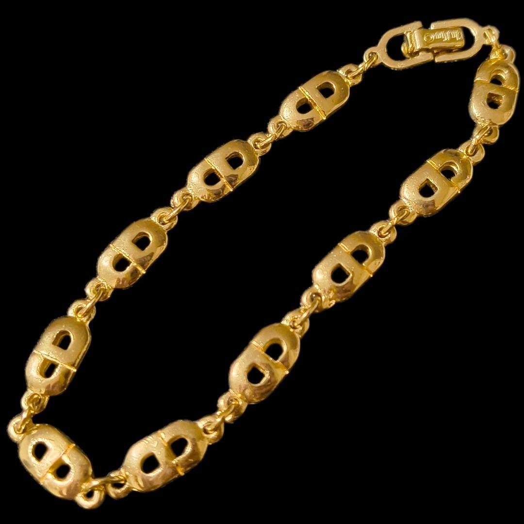 良品/Dior ディオール ブレスレット ゴールド CDロゴ ヴィンテージ 刻印