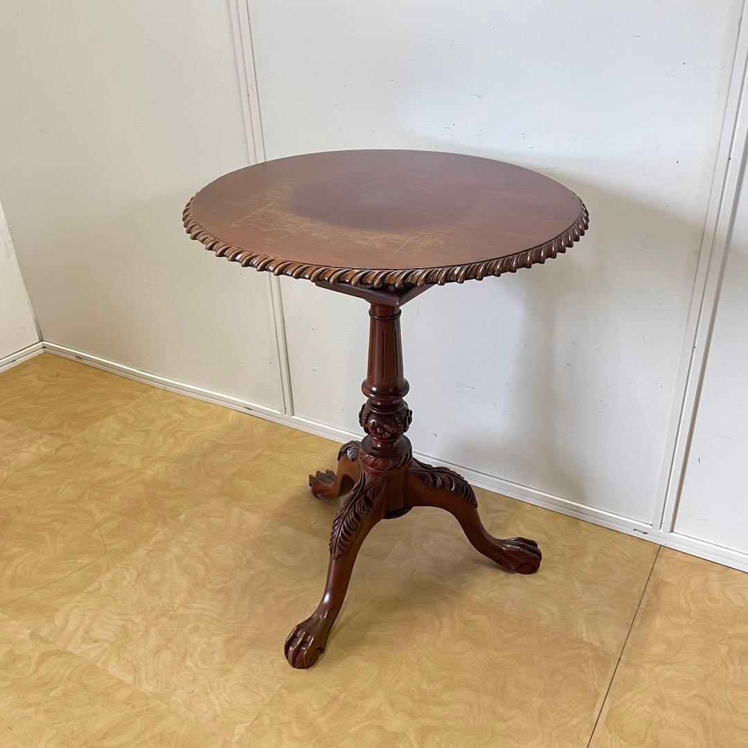 猫脚 折りたたみテーブル ティルトップテーブル 丸テーブル アンティーク