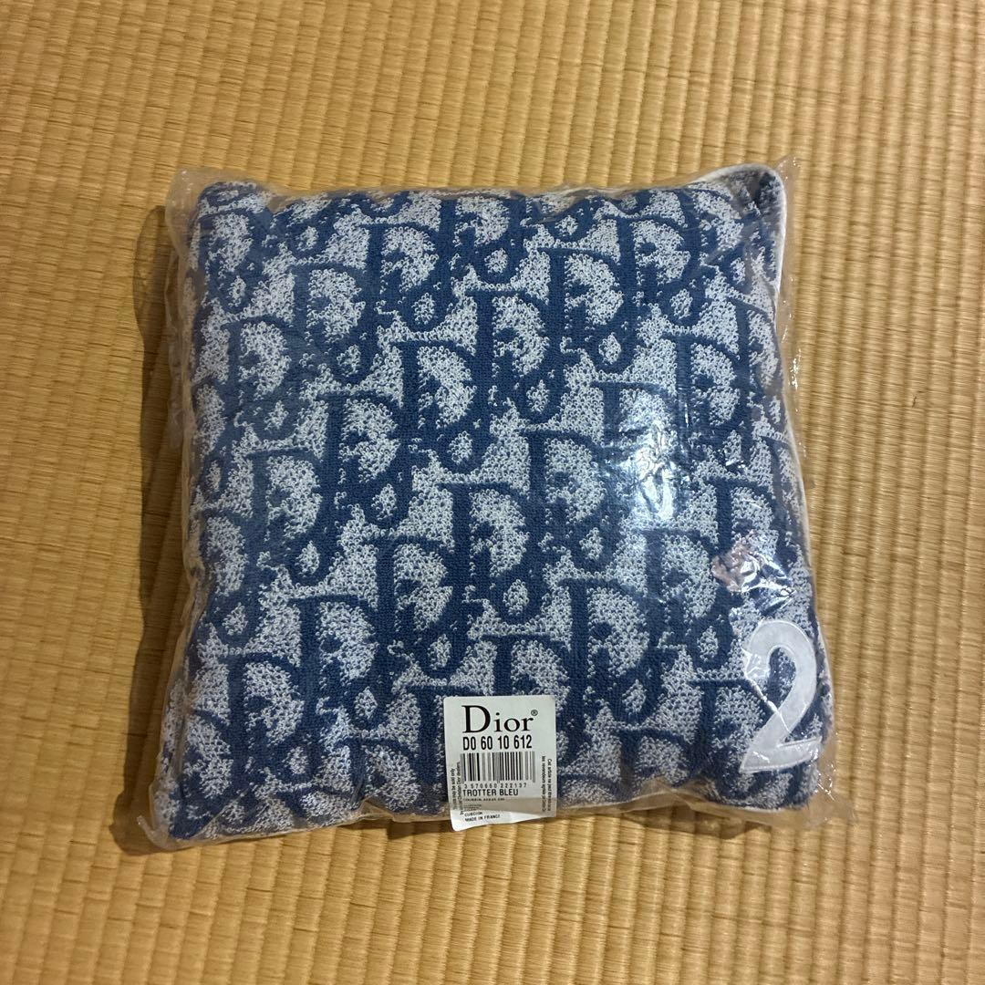 新品未使用 Diorディオール クッションカバートロッター柄ネイビー タオル生地