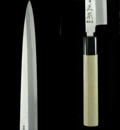☆庖刀なれど.!!☆刃渡:約360mm☆ 正本総本店 柳刃刺身庖刀(正夫)☆霞☆