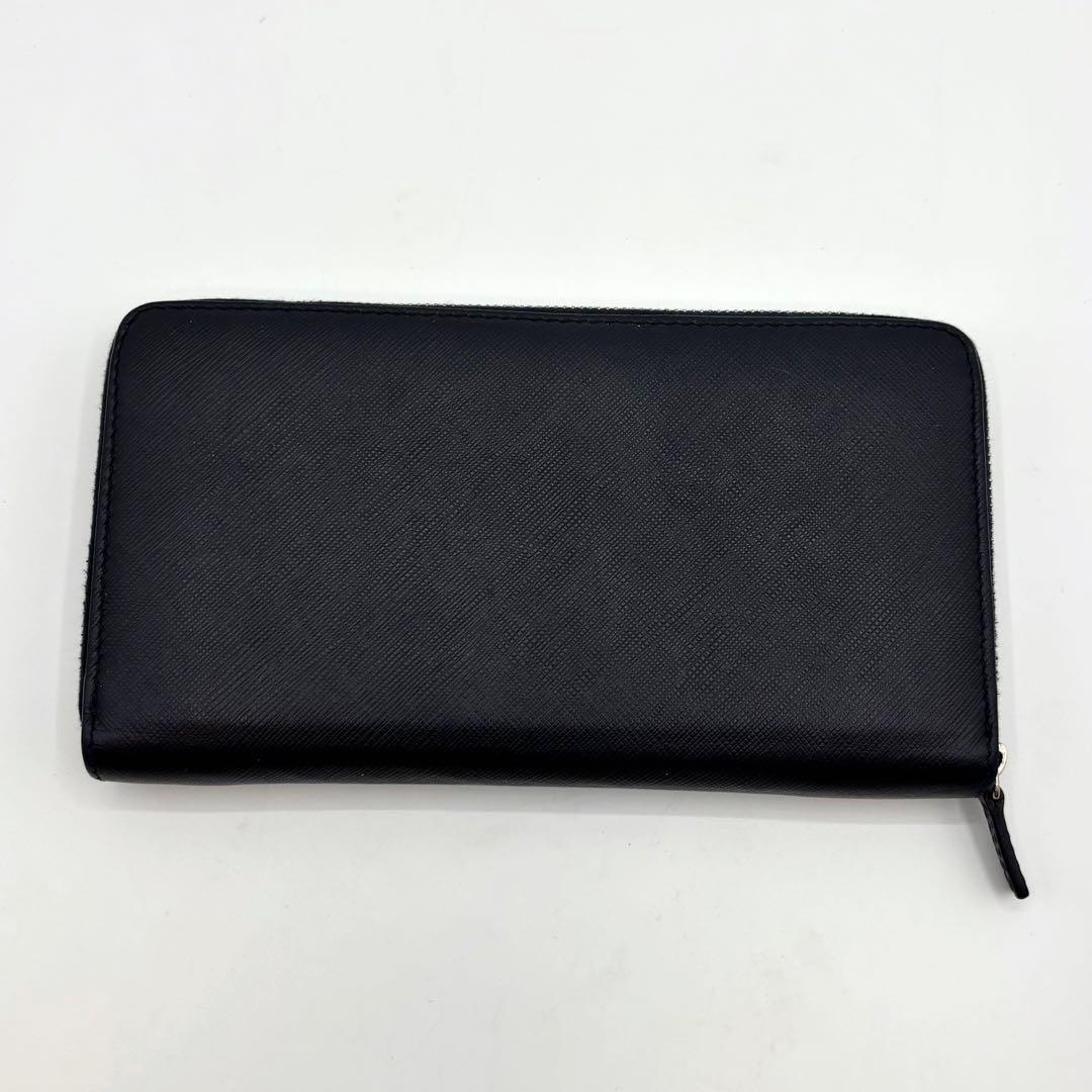 【美品】セリーヌ 長財布 レザー ラウンドファスナー ロゴ型押し ネイビー