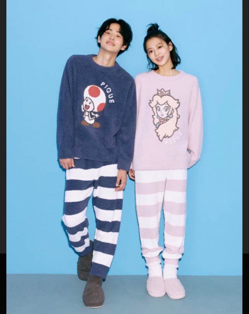 ジェラピケ　2着上下セット　キノピオ　ピーチ　マリオコラボ