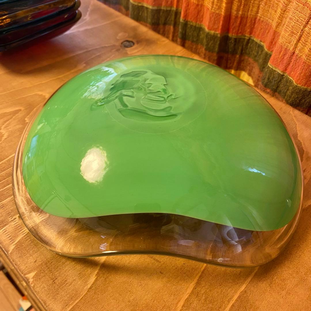 未使用☆ミッドセンチュリー ガラスプレート 大皿 ガラスボウル 昭和レトロ レア