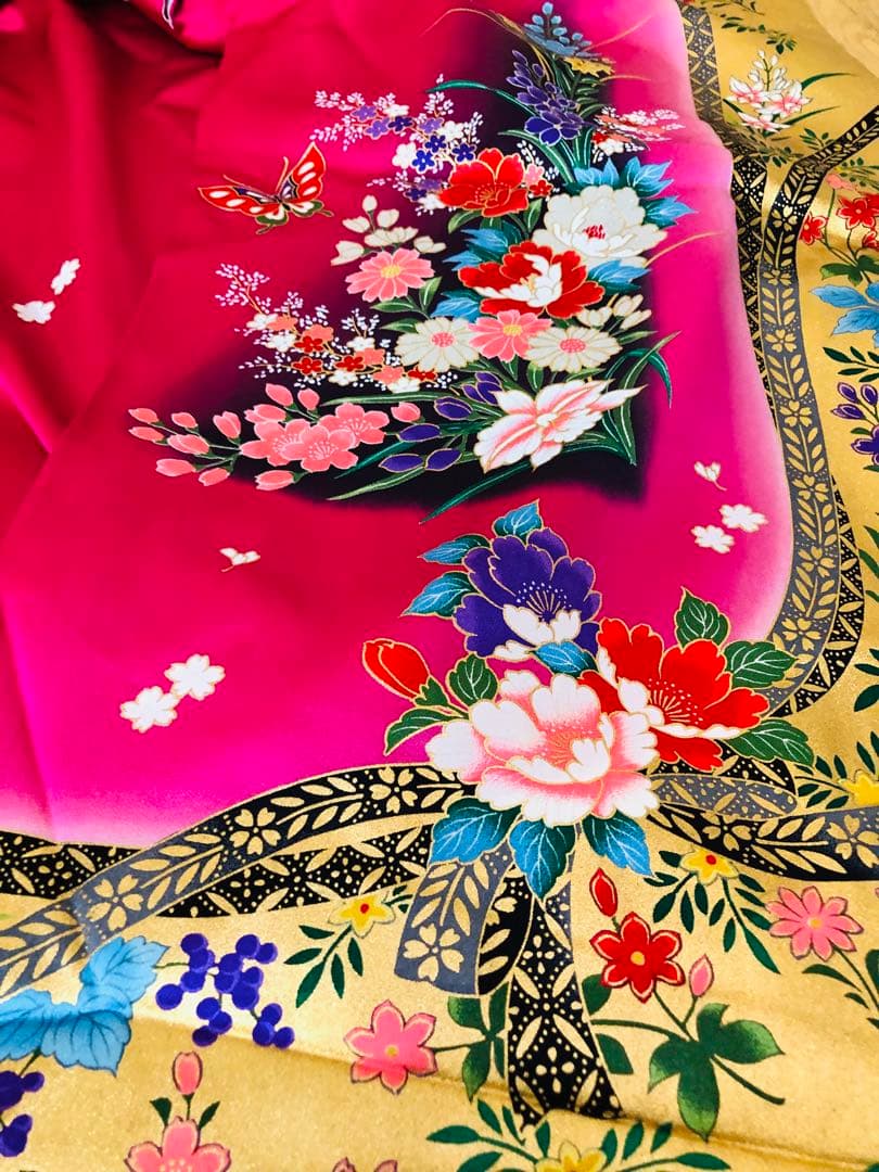 七五三七歳‼正絹豪華ピンクmodern金彩金箔煌びやか際立つ‼️安心フルセット絢爛