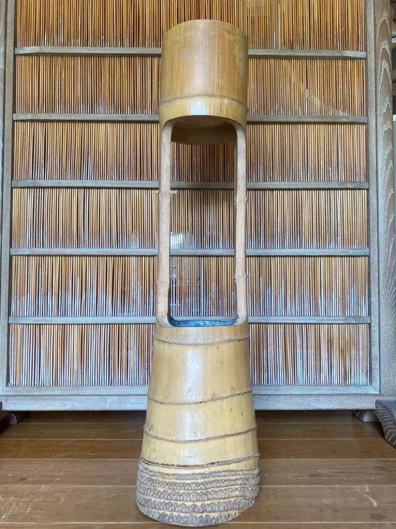 池坊　草月　華道　竹花器　竹二重切り　根付き