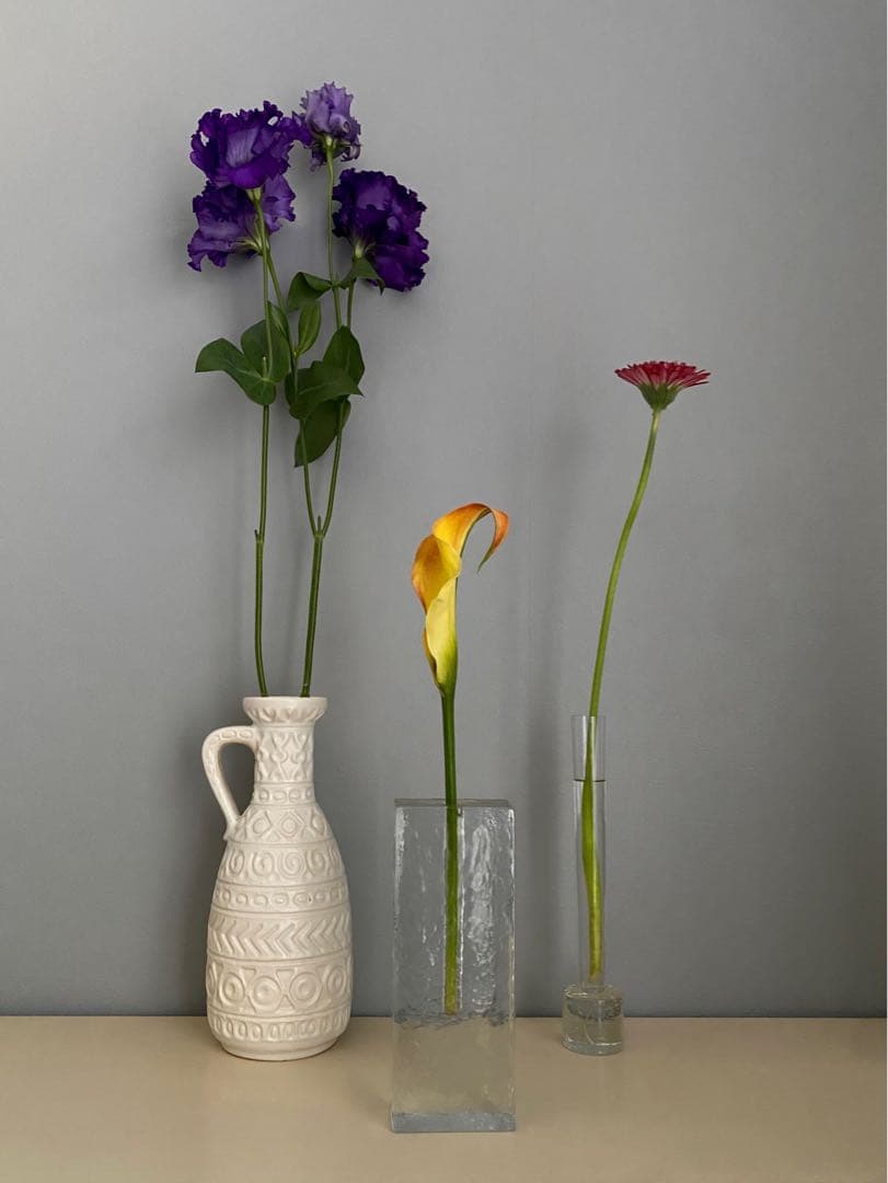 ドイツ アンティーク ビンテージ クリア 大 ❸花瓶 フラワーベース 四角 美品